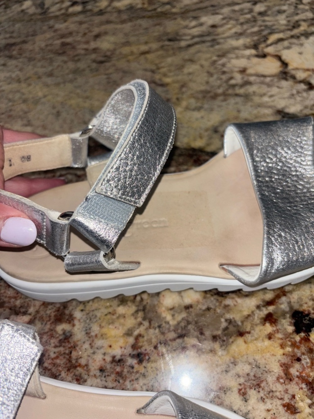 Paul Green Leather Silver Sandals US 8.5 - Picture 7 of 10